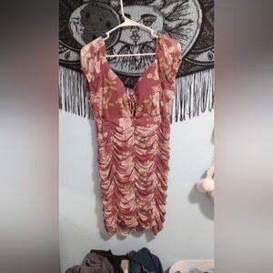 Floral Midi Dress - Pink